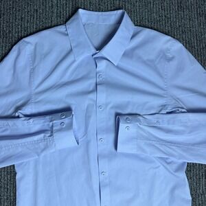 Lululemon Commission Oxford Dress Shirt Men's L Blue Long Sleeve Button Up